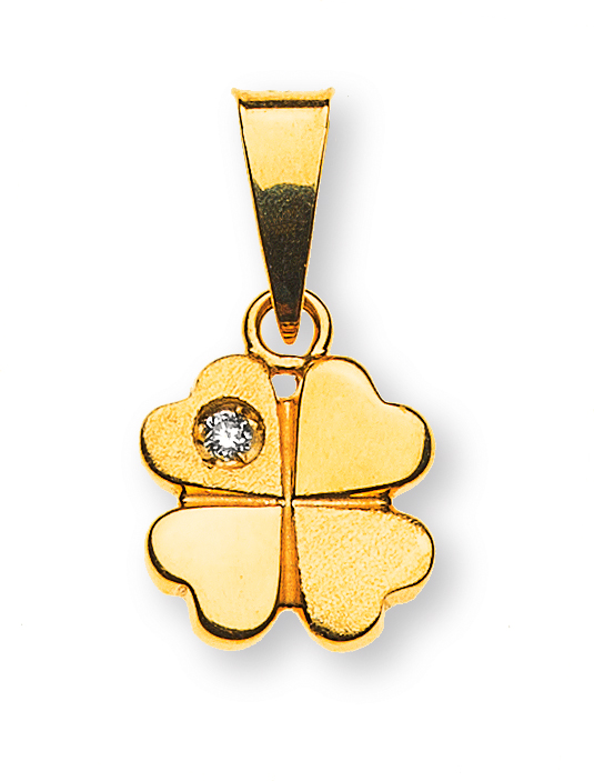 Diamantanhänger Kleeblatt Gelbgold 750