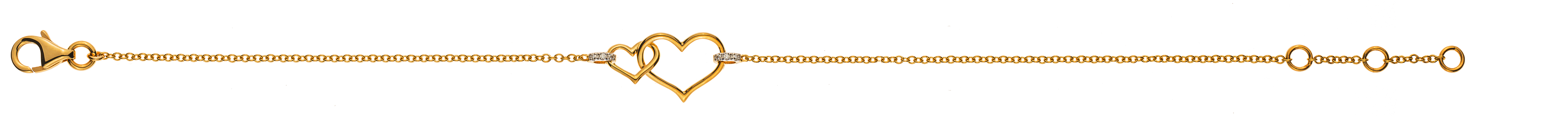 Armband ´Double Heart´ Gelbgold 750, 19cm mit 6 Brillanten H SI 0.02ct.