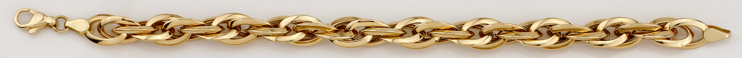Bracelet Gelbgold 750, 19cm, 8.7mm, Doppelanker gedreht