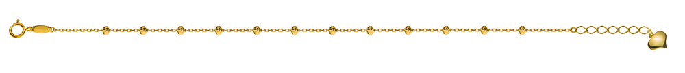 Armband Anker geschliffen Gelbgold 750 mit 12 geschliffenen Kugeln 2.5mm, 19cm