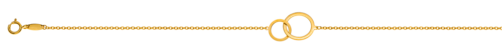 Armband Rundanker Gelbgold 375 mit Doppelkreis Mittelteil, 19cm