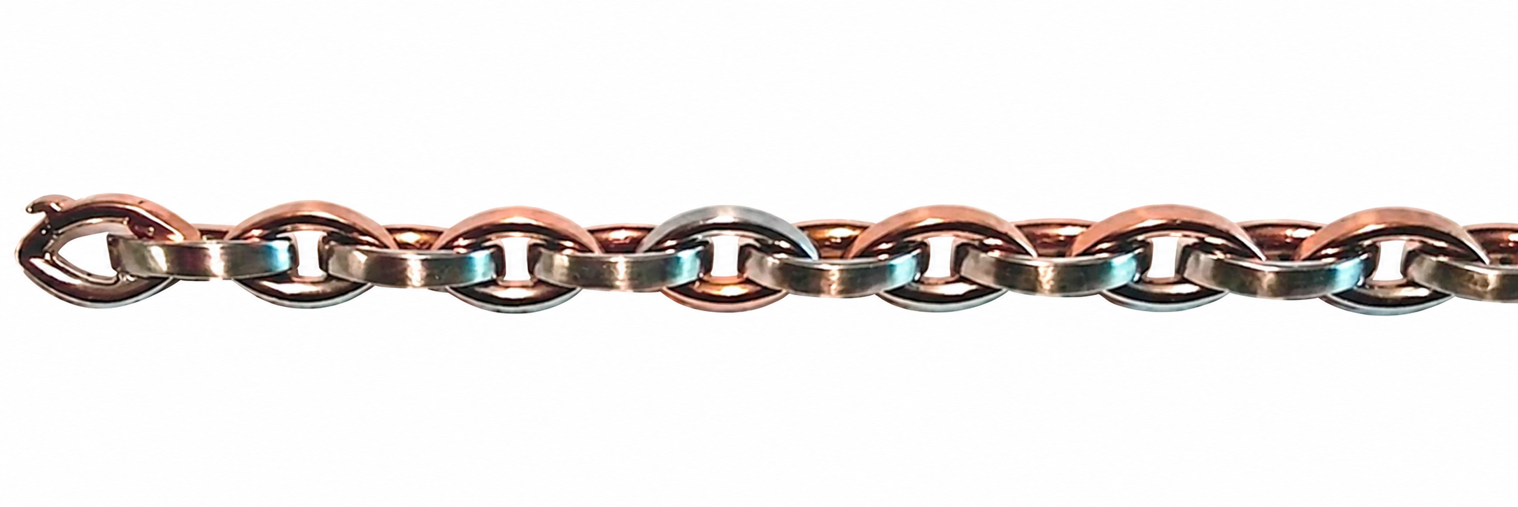 Collier Navette Bicolor (Rot-Weissgold) 750 Handarbeit 45cm