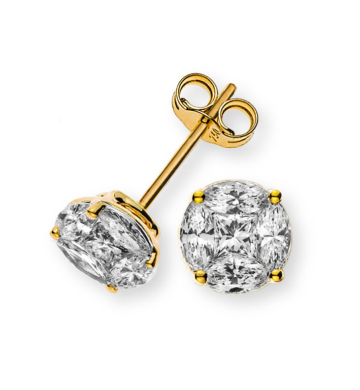 Ohrringe Gelbgold 750 mit 8 Marquise Diamanten G VS 0.40ct. und