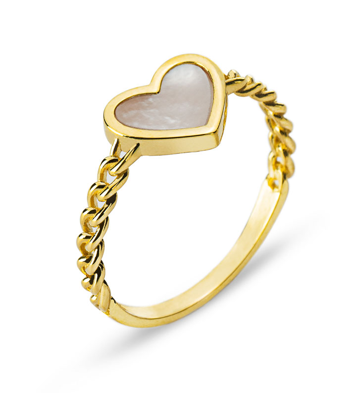 Ring Gelbgold 750, mit Perlmutt Herz