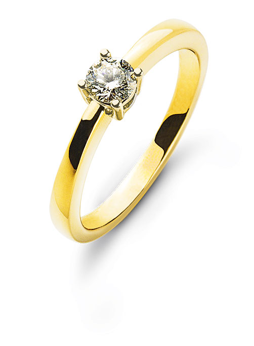 Solitär Ring 4-Griff-Fassung Gelbgold 750 H SI 0.15 ct.