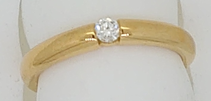 Solitär Ring Spann-Fassung Gelbgold 750 H SI 0.10ct.
