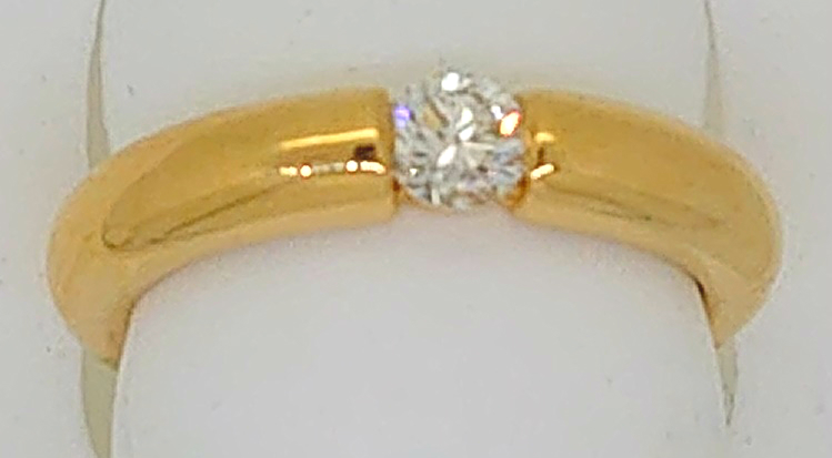 Solitär Ring Spann-Fassung Gelbgold 750 H SI 0.33ct.