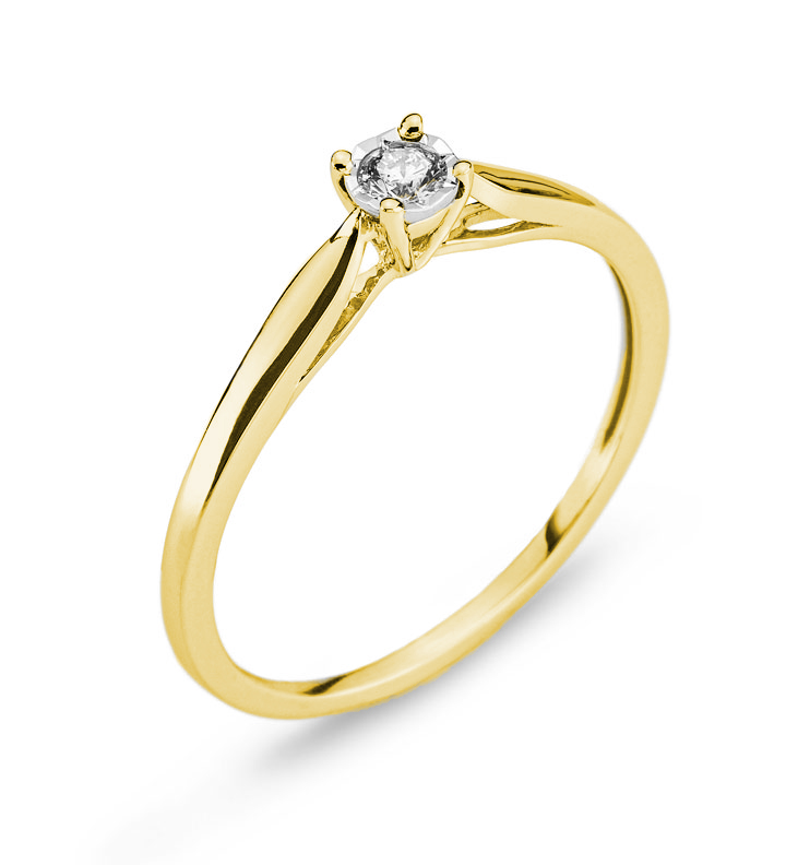 Solitär Ring Gelbgold 750 H SI 0.08ct.