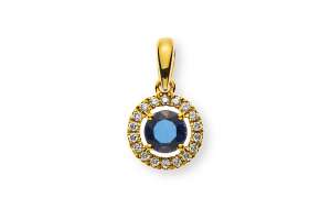 Anhänger Gelbgold 750 mit rundem Safir 0.35ct. und