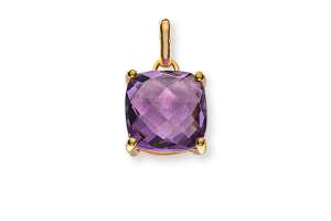 Anhänger Gelbgold 375 poliert mit 1 Amethyst 8x8mm