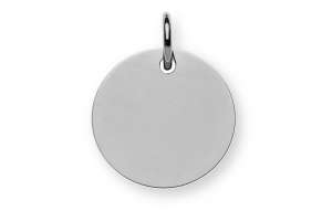 Pendentif plaque a graver poli or gris 750
