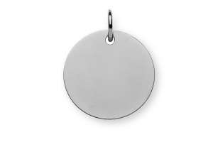 Pendentif plaque a graver poli or gris 750