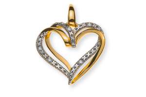 Diamantanhänger Herz Gelbgold 750