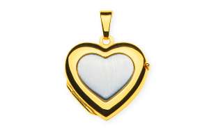 Pendentif medaillon pour photo or bicolore (jaune et gris) 750 poli