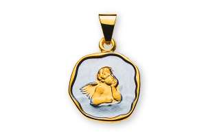 Ange pendentif or jaune 750 rhodié