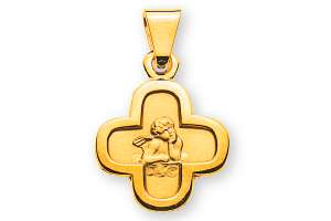 Ange pendentif or jaune750 Croix