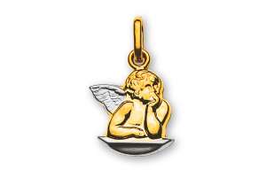 Ange pendentif or jaune 750 partiellement rhodié