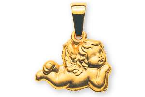 Ange pendentif or jaune 750 sablé