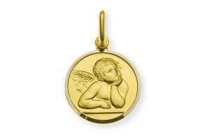 Médaille or jaune 750 ange 14mm