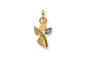 Medaille Engel Gelbgold 750 mit Struktur und 1 Brillant H SI 0.01ct.