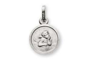 Médaille or gris 585 ange 10mm
