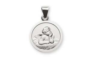 Médaille or gris 585 ange 12mm