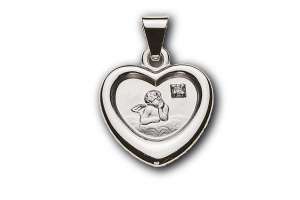 Ange pendentif or gris 750