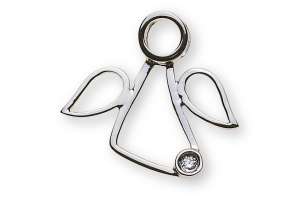 Ange pendentif or gris 750