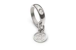Anneaux de babtême or gris avec brillant H SI 0.03 ct.