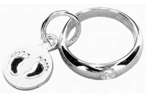 Anneaux de babtême or gris 750 avec brillant H SI 0.03 ct.