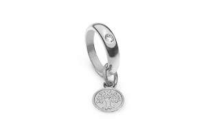 Anneaux de babtême or gris 750 avec brillant H SI 0.03 ct.