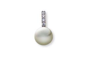 Anhänger Perle ca. 7.7mm Gelbgold 375 poliert mit 4 Zirkonia weiss 15x7.7mm