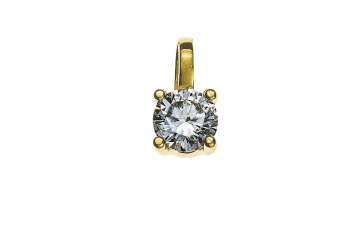Pendentif solitaire or jaune 750 4 griffes H SI 0.10ct.