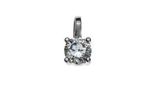 Pendentif solitaire or gris 750 4 griffes H SI 0.10 ct.