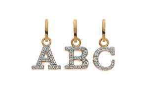 Buchstaben Gelbgold 375 teilrhodiniert mit Zirkonias