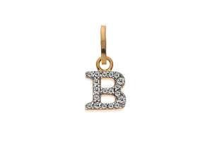 Pendentif lettre or jaune 375 rhodiés avec zirconias