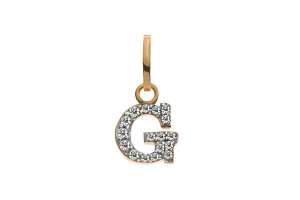 Pendentif lettre or jaune 375 rhodiés avec zirconias