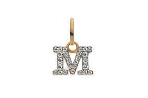 Pendentif lettre or jaune 375 rhodiés avec zirconias