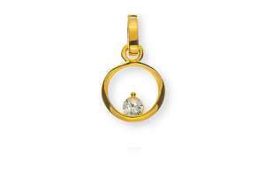 Anhänger Kreis offen Gelbgold 375 mit 1 Zirkonia weiss 8mm