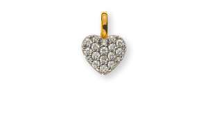 Anhänger Herz pavé flach Gelbgold 375 mit 18 Zirkonia weiss 7x7mm