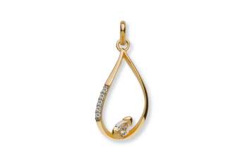 Pendentif goutte/ronde ajouré poli pratiellement rhodié or jaune 375