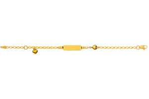 Bébé Bracelet fantasie mit Herzli Gelbgold 750 14 cm