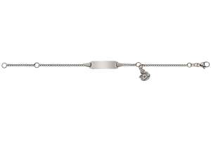 Bracelet d´identité gourmette diamantée 14 cm pour enfants or gris 750 14cm