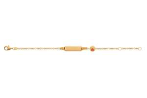 Bébé Bracelet Spiegelanker mit 1 Rosa-weissem EmailleKrönli Gelbgold 375 14 cm