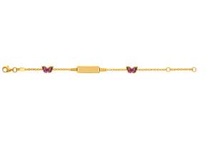 Bébé Bracelet Spiegelanker mit 2 Schmetterlingen Gelbgold 375 14 cm