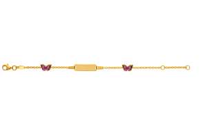 Bébé Bracelet Speigelanker mit 2 Schmetterlingen Gelbgold 375 14 cm