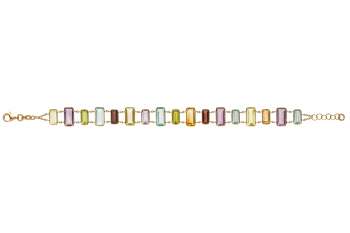 Armband Gelbgold 750 mit Farbsteinen, 19cm mit Zwischenöse bei 17 cm & 18 cm