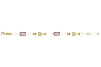 Armband Gelbgold 750 mit Farbsteinen, 19cm mit Zwischenöse bei 17 cm & 18 cm