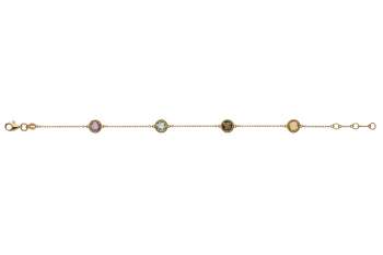 Armband Gelbgold 750 mit 4 Farbsteinen, 19cm