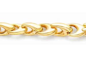 Collier Gelbgold 750, V-Form, halbmassiv, ca. 7.8mm, 45cm